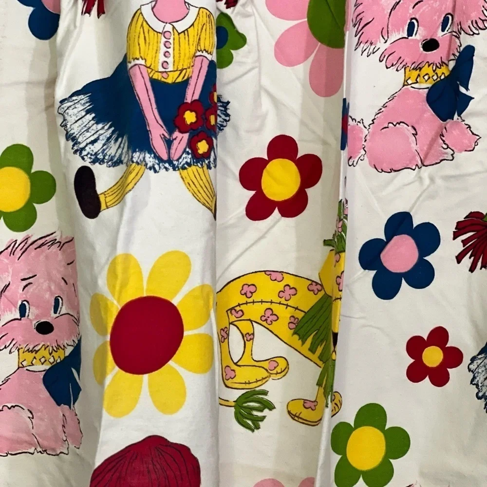 Vintage Flower Power 60s 70s Pippi Longstocking Pair Curtain Panels Sears
